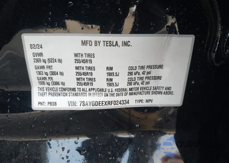 2024 Tesla Model Y Long Range Dual Motor All-Wheel Drive из США, поврежденный, VIN 7SAYGDEEXRF024334